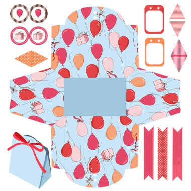 Hediye kutusu şablonu parti seti 