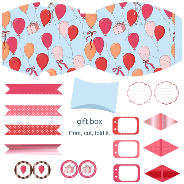 Geschenk-Box Vorlage Party-Set — Stockvektor