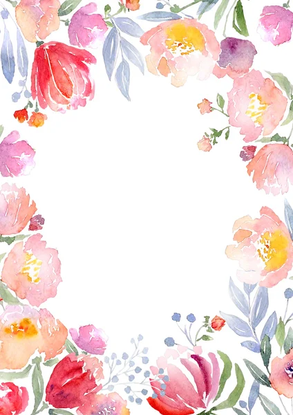 Suluboya gül kartı şablonu