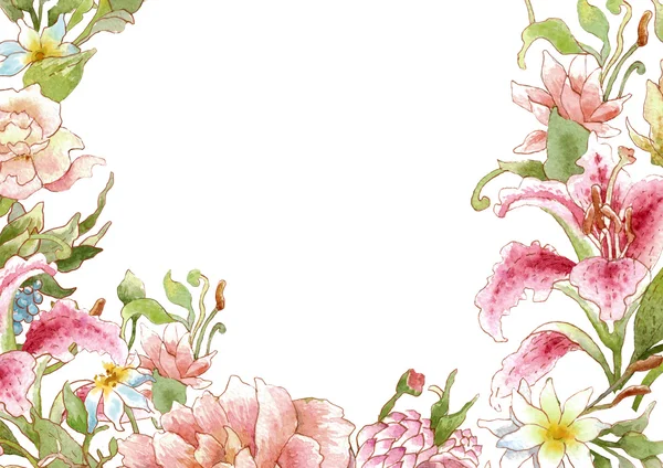 Aquarel floral kaartsjabloon — Stockfoto