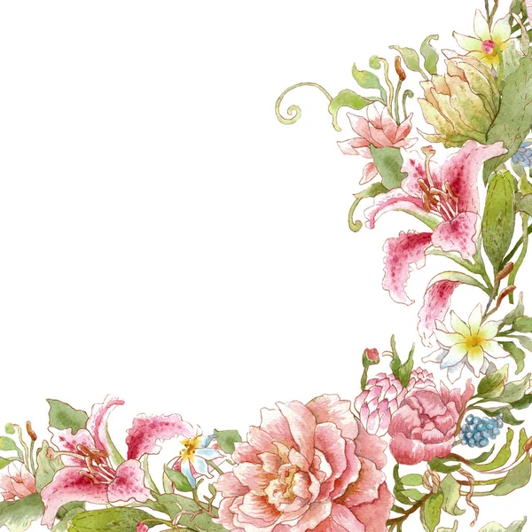 Watercolor floral card template — Stock Photo, Image