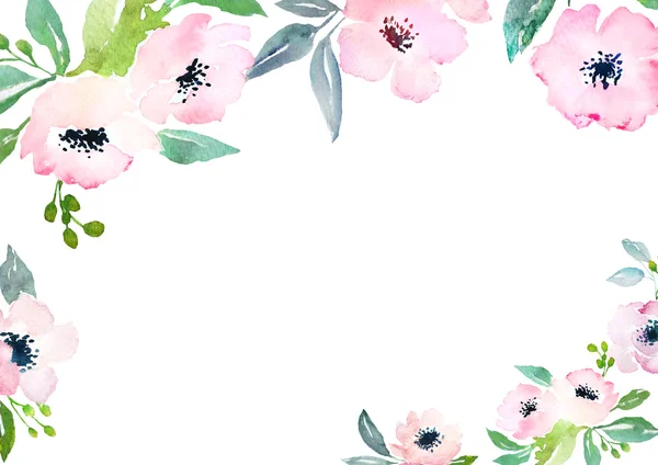 Watercolor roses card template — Stock Photo, Image