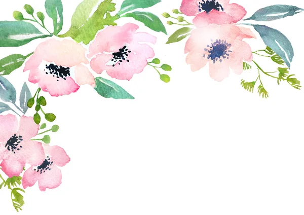 Aquarel rozen kaartsjabloon — Stockfoto