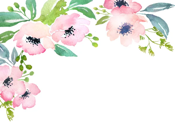 Watercolor roses card template — Stock Photo, Image