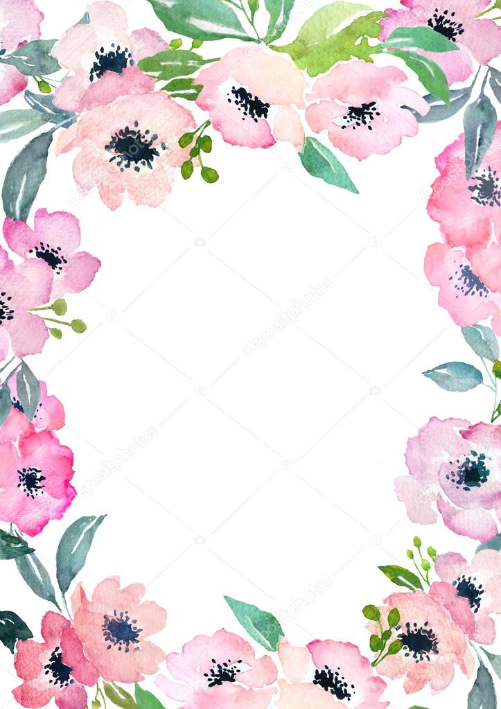 Watercolor roses card template