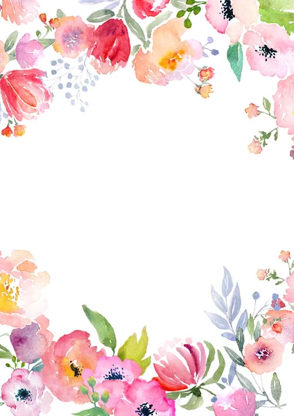 Suluboya gül kartı şablonu