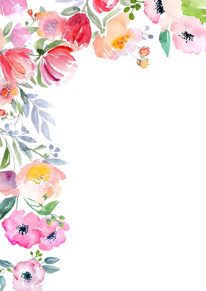 Watercolor roses card template — Stock Photo, Image