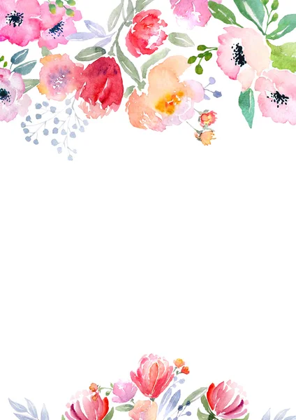 Watercolor roses card template — Stock Photo, Image