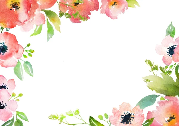 Watercolor roses card template — Stock Photo, Image