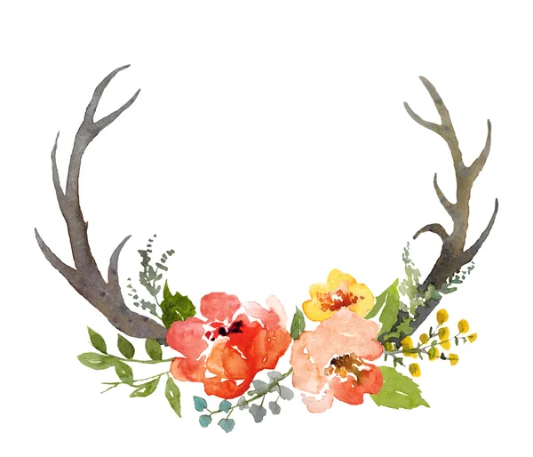 Floral composition with horns — Stock Photo, Image