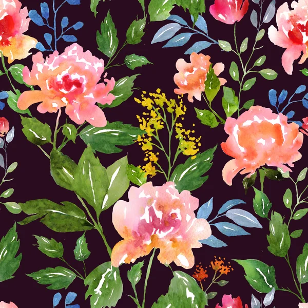 Akvarell virágminta — Stock Fotó