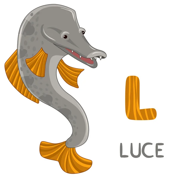 Letra L, Luce, animal ABC — Vector de stock