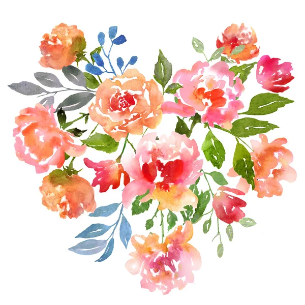 Modelo de cartão de rosas aquarela — Fotografia de Stock