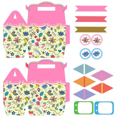 Hediye kutusu şablonu parti seti 