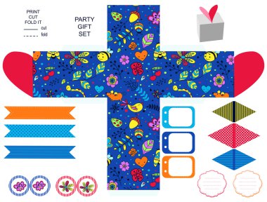 Gift box template  party set  clipart