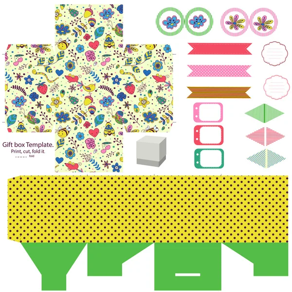 Caja de regalo plantilla partido conjunto — Archivo Imágenes Vectoriales