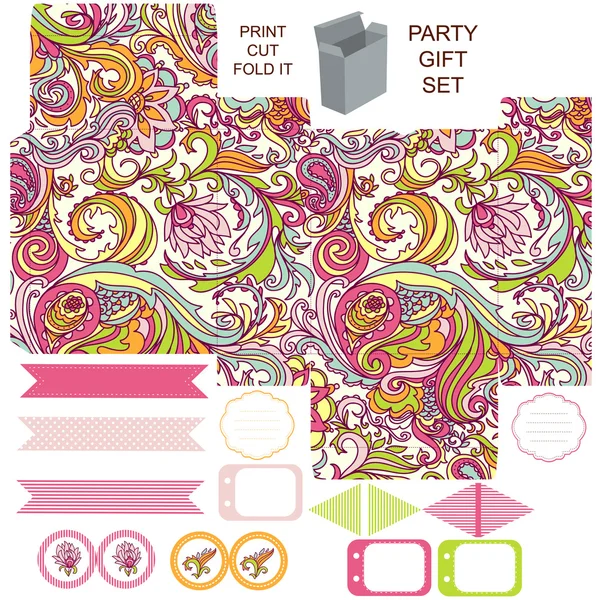 Gift box template  party set — Stock Vector