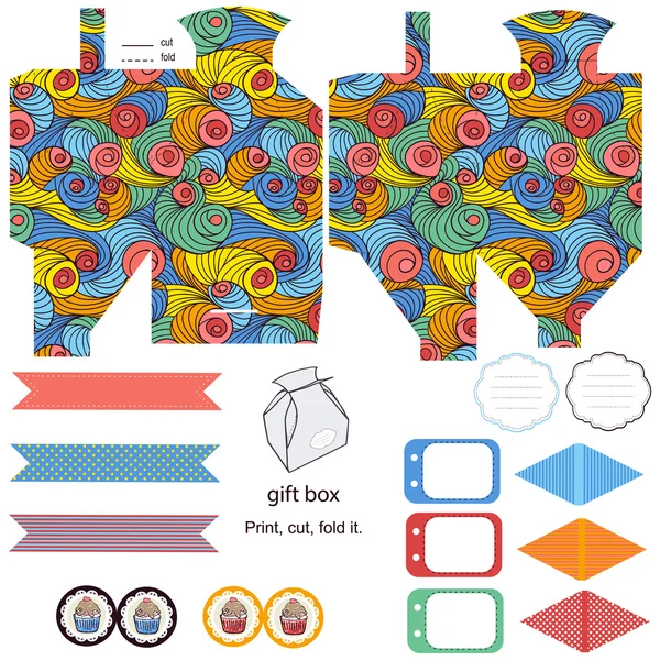 Geschenk-Box Vorlage Party-Set — Stockvektor