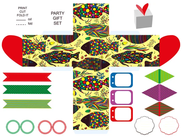 Caja de regalo plantilla partido conjunto — Archivo Imágenes Vectoriales