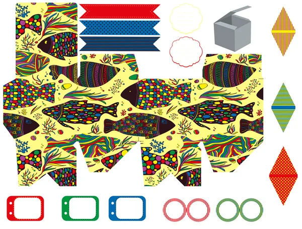 Caja de regalo plantilla partido conjunto — Vector de stock