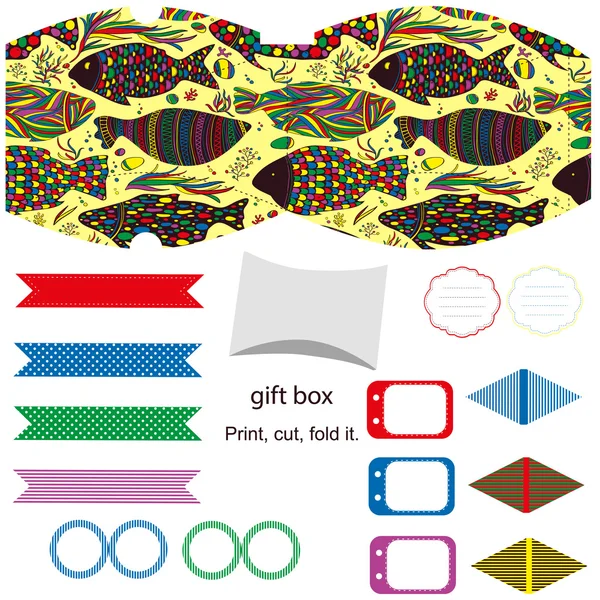 Caja de regalo plantilla partido conjunto — Archivo Imágenes Vectoriales