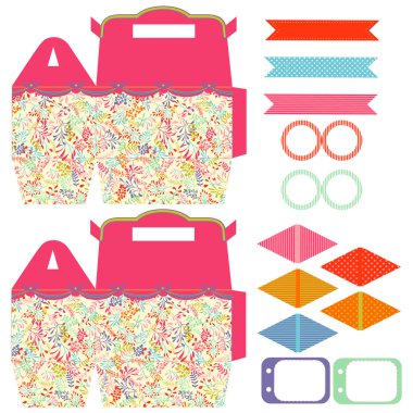 Hediye kutusu şablonu parti seti 