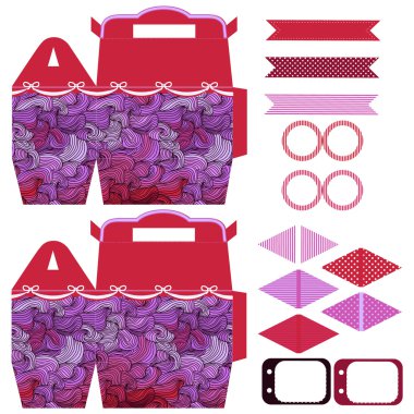 Hediye kutusu şablonu parti seti