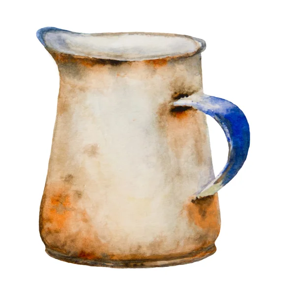 Watercolor rusty jug — Stock Photo, Image