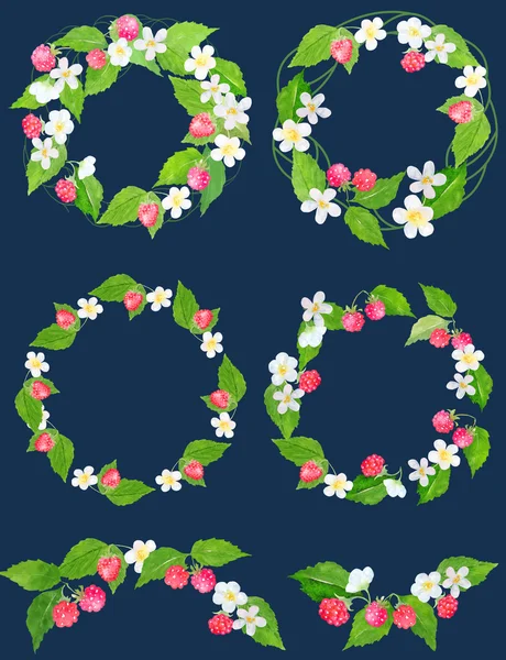 Watercolor raspberry clipart, wreath — Stock Image Watercolor raspberry clipart, wreath Royalty Free Stock Images