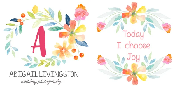 Watercolor botanical Logos — Stock Image Watercolor botanical Logos Stock Image