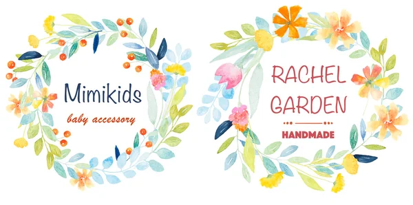 Watercolor botanical logos — Stock Image Watercolor botanical logos Royalty Free Stock Photos