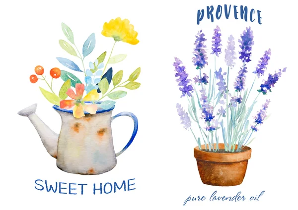 Watercolor botanical logos — Stock Image Watercolor botanical logos Royalty Free Stock Photos