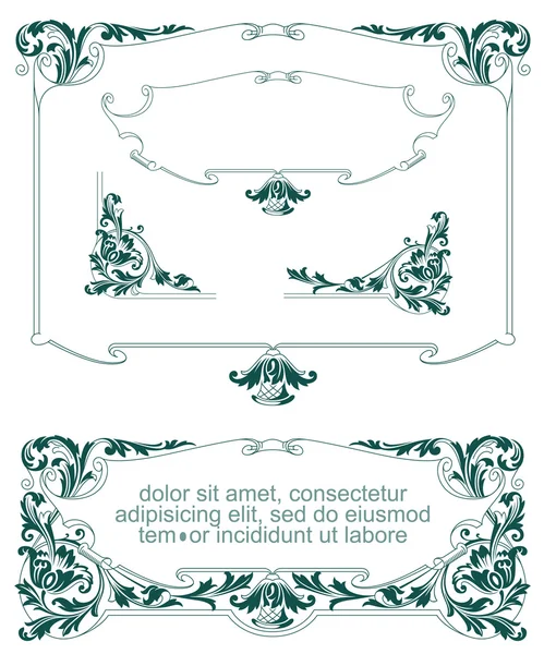 Vector set. Heraldic frame with plants, weapon and shield — 图库矢量图片