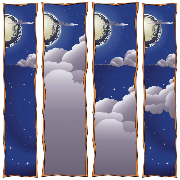 Illustrazione delle azioni. Luna, nuvole. Dolci sogni banner — Vettoriale Stock