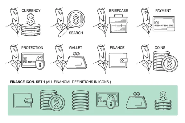 Nastavení ikon ve stylu rovná čára. Téma - Finance — Stockový vektor