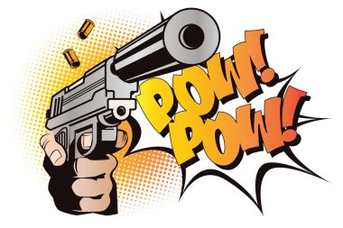 Weapon in hand in the style of pop art. clipart