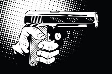 Weapon in hand in the style of pop art. clipart