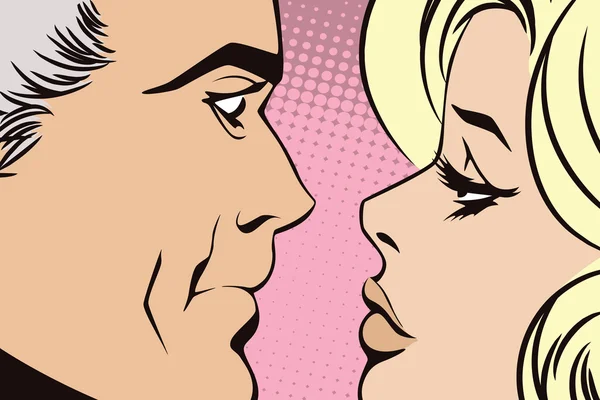 Les gens dans le style rétro pop art. Couple amoureux . — Image vectorielle