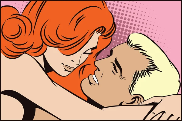 Pessoas no estilo retro pop art. Casal apaixonado . — Vetor de Stock