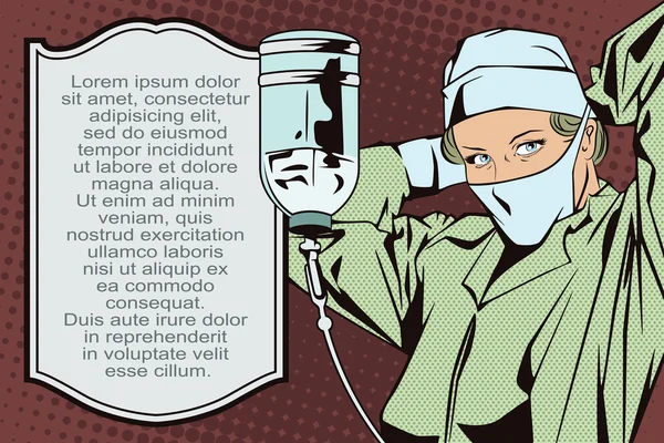 Doktor žena šaty masku na obličej. — Stockový vektor