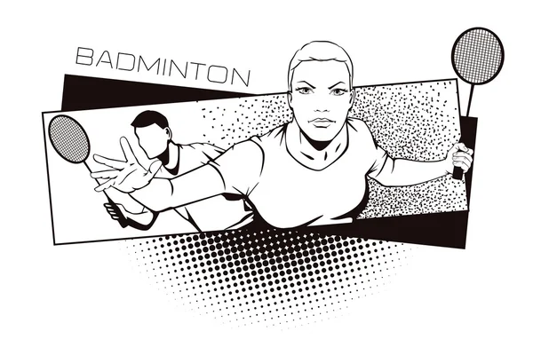 Des sports d'été. Badminton — Image vectorielle