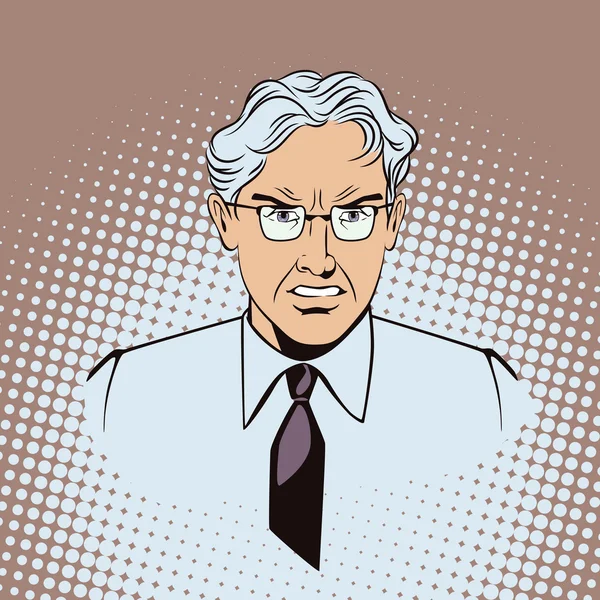 People in retro style. Angry gray-haired man. The boss is furiou — Wektor stockowy