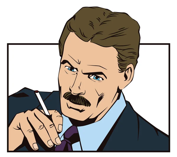 Gente de estilo retro. Hombre con un cigarrillo . — Vector de stock