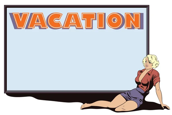 Meisje op vakantie. — Stockvector