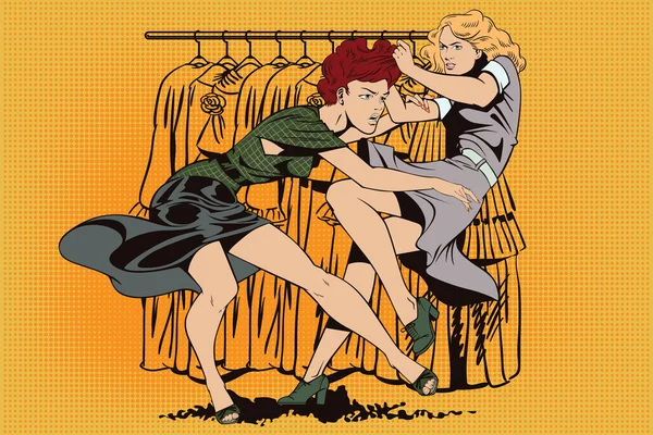 Chicas peleando. Venta. Descuentos en la tienda . — Vector de stock