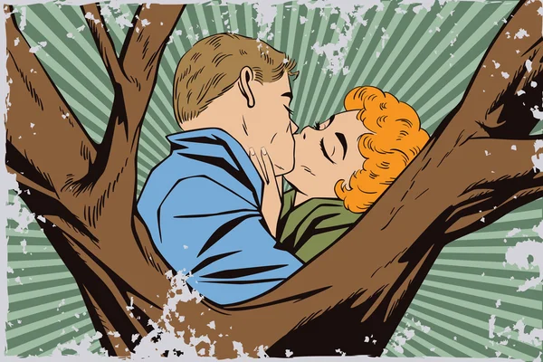 Bacio di una coppia amorevole . — Vettoriale Stock