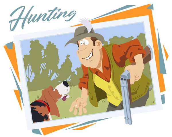 Hunter Forest Man Hunt Hunting Rifle Illustration Internet Mobile Website — Stock Vector