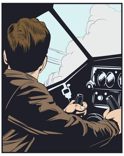 Vektor Objemová Ilustrace Pilot Kokpitu Lehkých Letadel — Stockový vektor