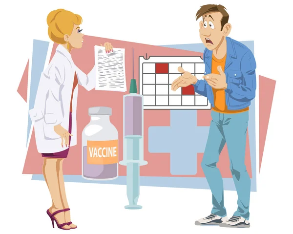 Doctor Suggests Vaccination Patient Illustration Internet Mobile Website — Stock Vector