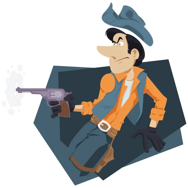 Wild West World Cowboy Gun Illustration Internet Mobile Website Funny — Stock Vector